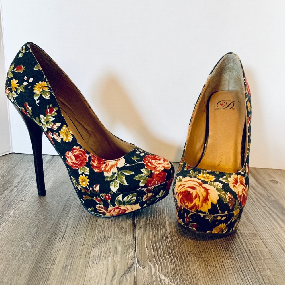 Rose floral Heels